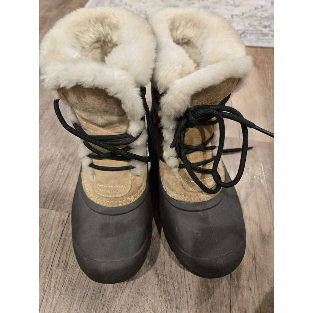 Sorel Womens‎ Suede Snow Angel Waterproof Winter Boots Size US 7 Tan And Black